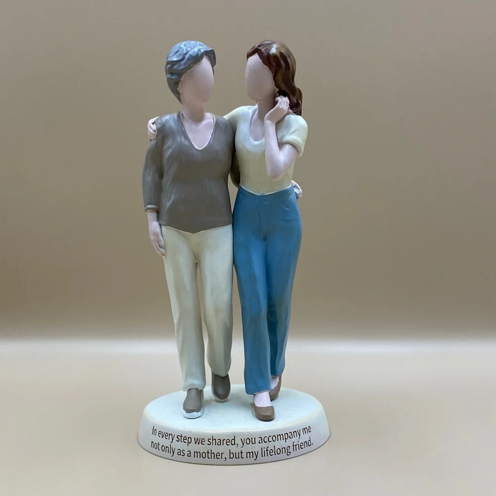 Heartfelt Mother and Daughter Figurine. Elderly. Senior